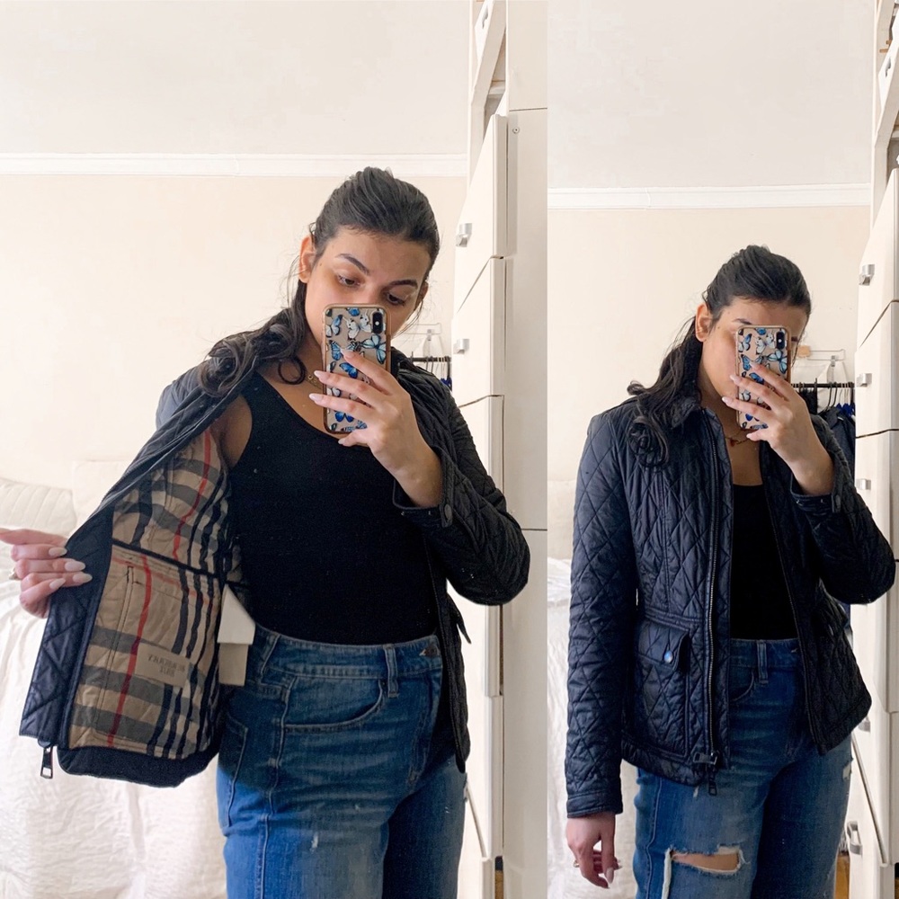 Burberry black diamond quilted jacket size SP